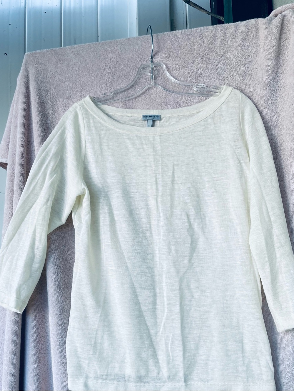 Morgane Le Fay White Long Sleeve Boatneck Tee